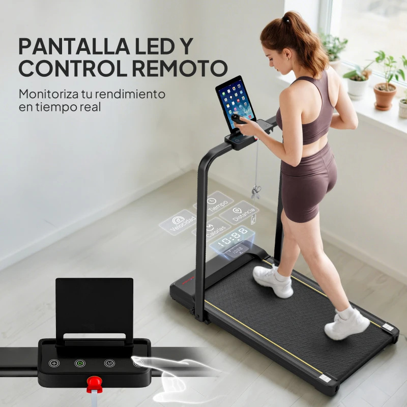 SPORTNOW Cinta de Correr Plegable Inclinado Debajo del Escritorio 2 en 1 con 2.0HP 6 km/h Pantalla LED Control Remoto Negro
