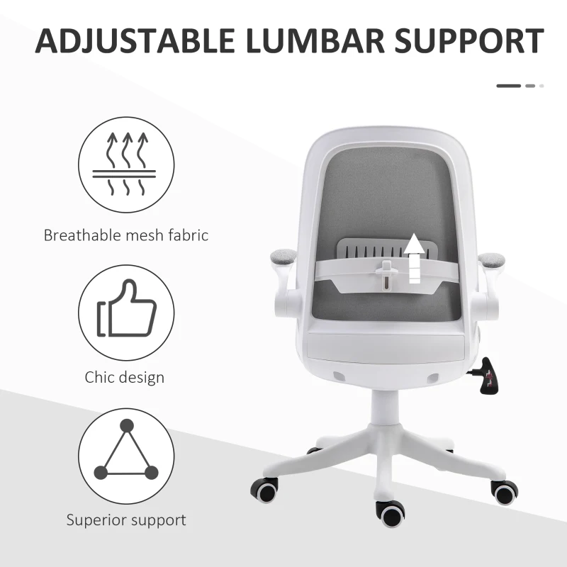 Vinsetto Fotoliu de birou Silla de Escritorio Basculante Altura Ajustable Reposabrazos Elevable 62,5x60x94-104 cm Gris