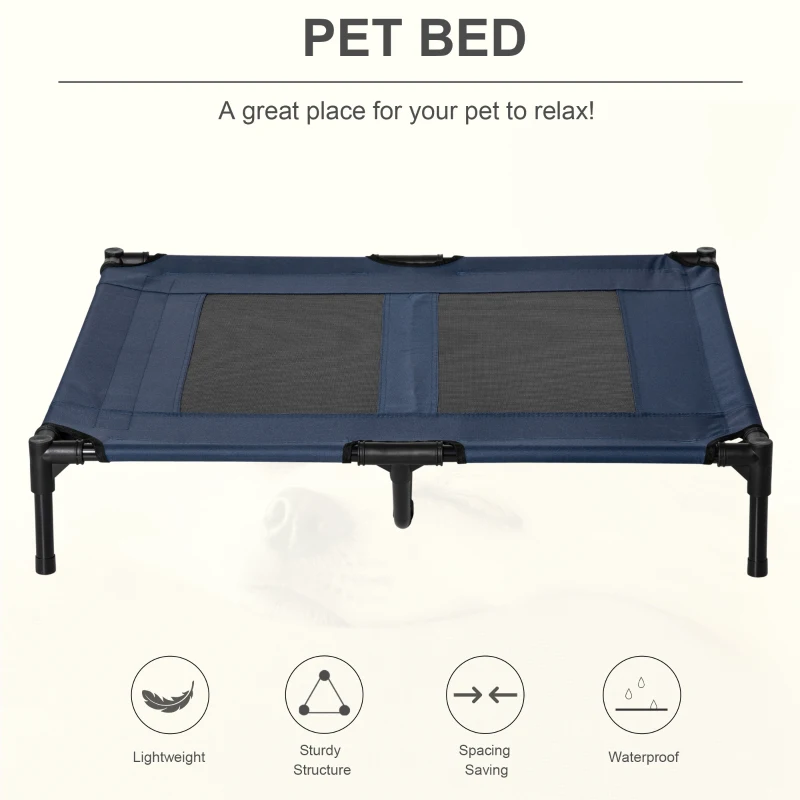 PawHut Pat pe picioare pat pentru câini pisici pat de tabără pat ridicat animale material textil Oxford textilenă micro-perforată oțel