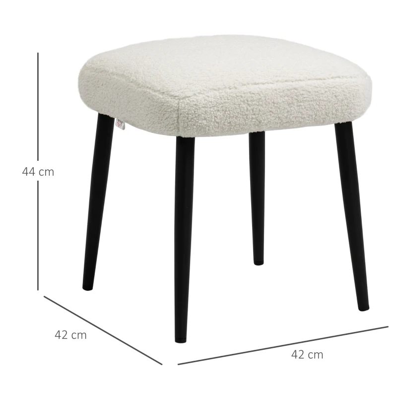 HOMCOM Hocker, Sitzhocker, Kaschmir-Optik, Fußhocker, Creme-Weiß