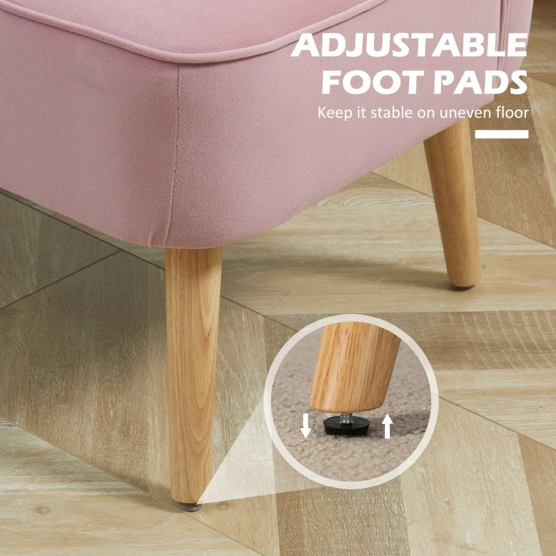 Sofa 2 locuri din stofa HOMCOM Canapea tapitata Canapea dubla Mobilier de living Canapea din lemn Material textil moale Spuma de poliester Roz 117 x 56,5 x 77 cm