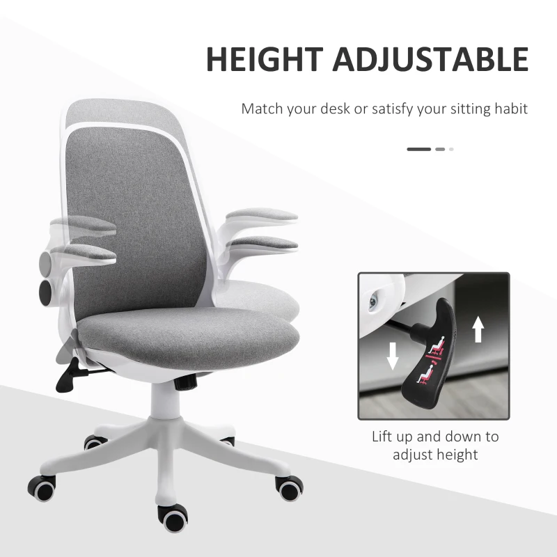 Vinsetto Fotoliu de birou Silla de Escritorio Basculante Altura Ajustable Reposabrazos Elevable 62,5x60x94-104 cm Gris