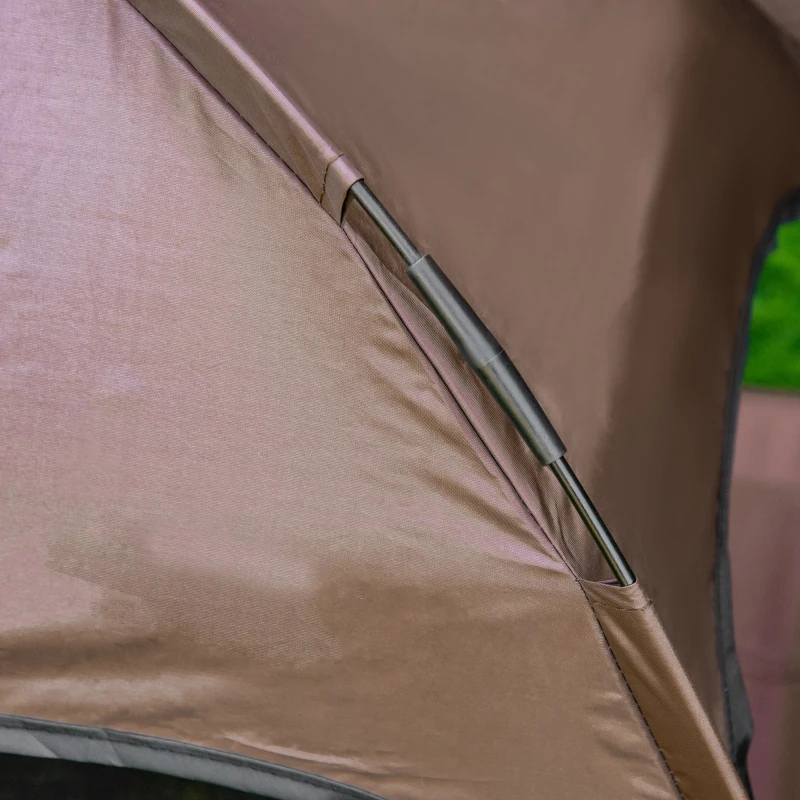 PawHut Pat înălțat pentru câini cu baldachin, pat pentru animale de companie, pat pentru câini de exterior cu acoperiș, respirabil, material textil pentru camping Cafea 76 x 61 x 73 cm