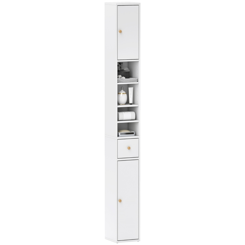 HOMCOM 178 cm Narrow Tall Bathroom Cabinet - White