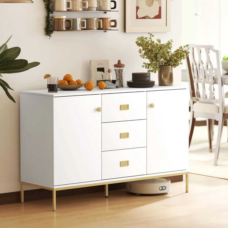 HOMCOM Modern White and Gold Sideboard