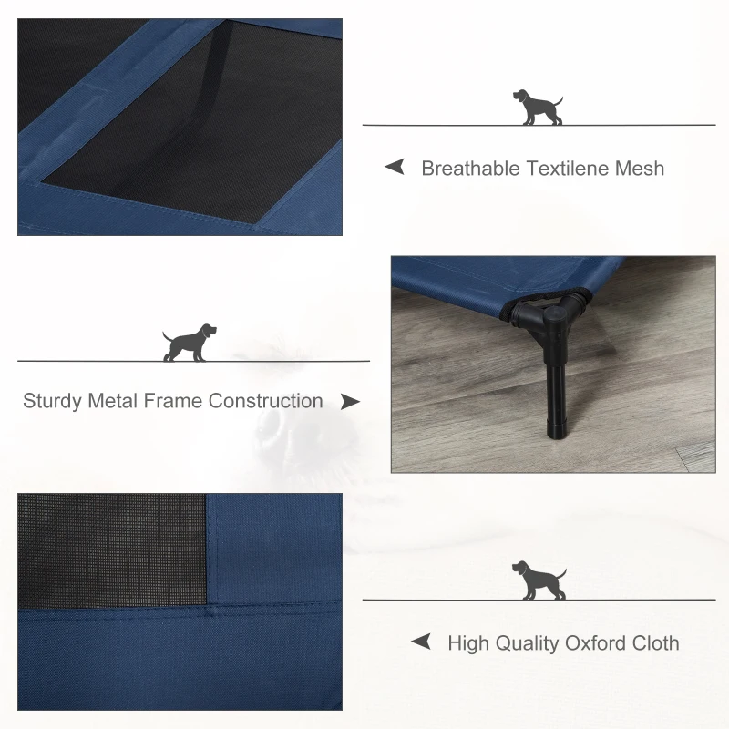 PawHut Pat pe picioare pat pentru câini pisici pat de tabără pat ridicat animale material textil Oxford textilenă micro-perforată oțel