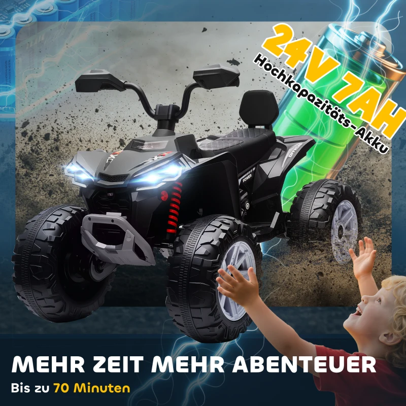 AIYAPLAY Kinder-Elektro-Quad, 24V Elektro-Fahrzeug mit 4 Rädern, Scheinwerfer, USB-Anschluss, MP3-Funktion, 6,5 km/h, 3-8 Jahre(m-6)