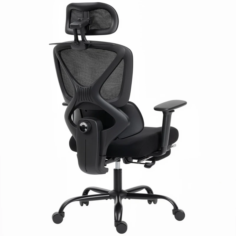 HOMCOM Sedia da Ufficio Ergonomica e Traspirante con Supporto Lombare Dinamico e Poggiapiedi, 73x75x120-128 cm, Nero