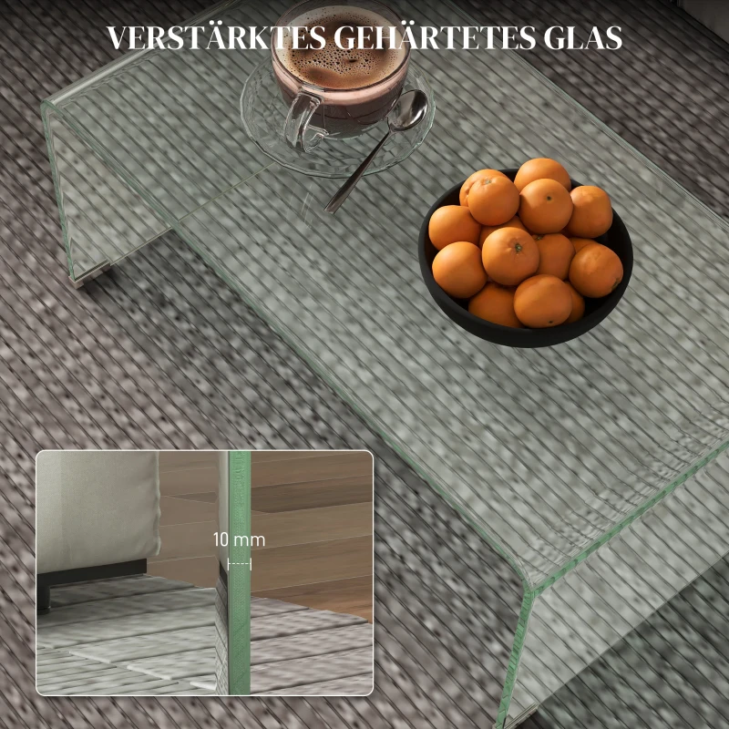 HOMCOM Stabiler Couchtisch aus Glas, einteiliges Design, schlicht und modern, 80 x 45 x 35 cm, Transparent