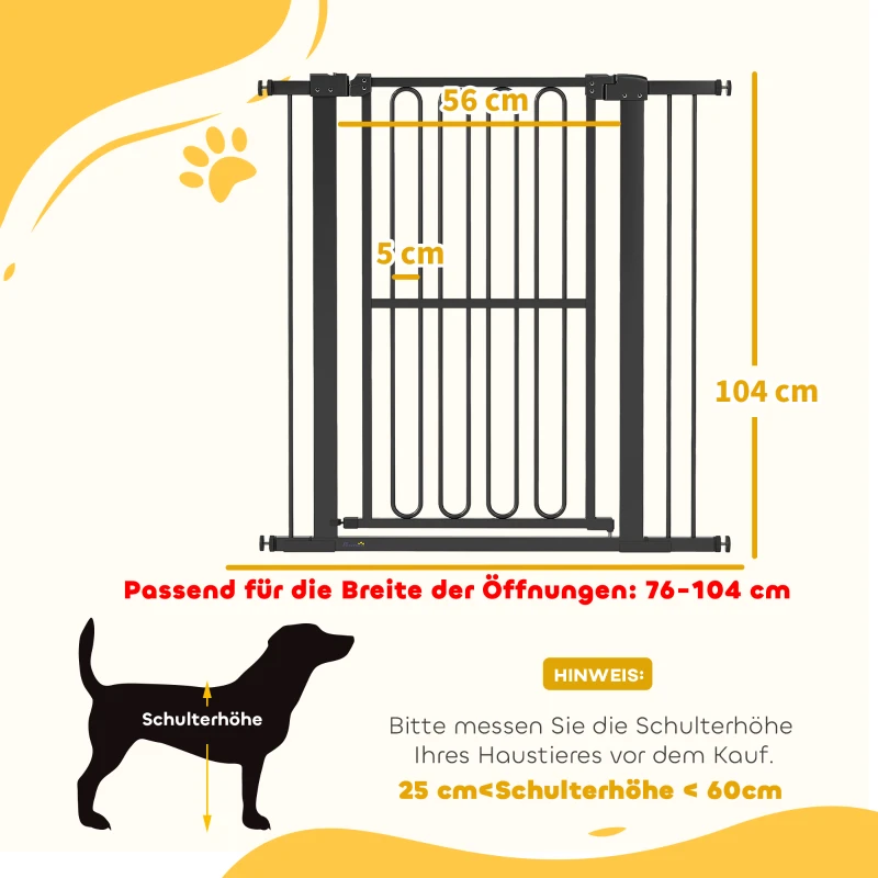 PawHut Türschutzgitter Hund, 76-104 cm Absperrgitter ohne Bohren, Treppengitter