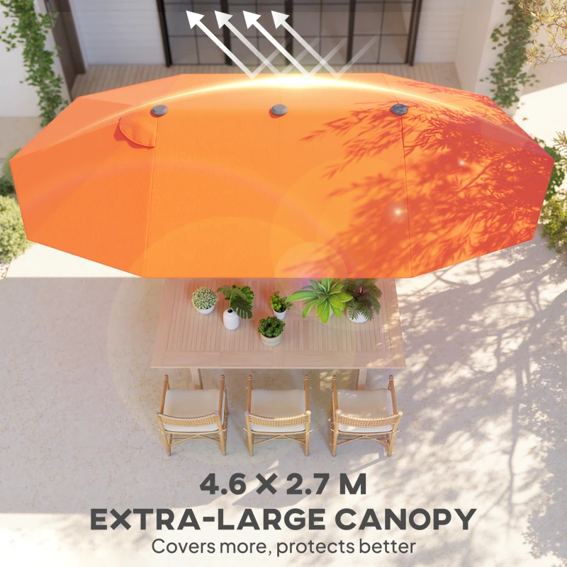 Outsunny 4.6m Double Garden Parasol - Orange