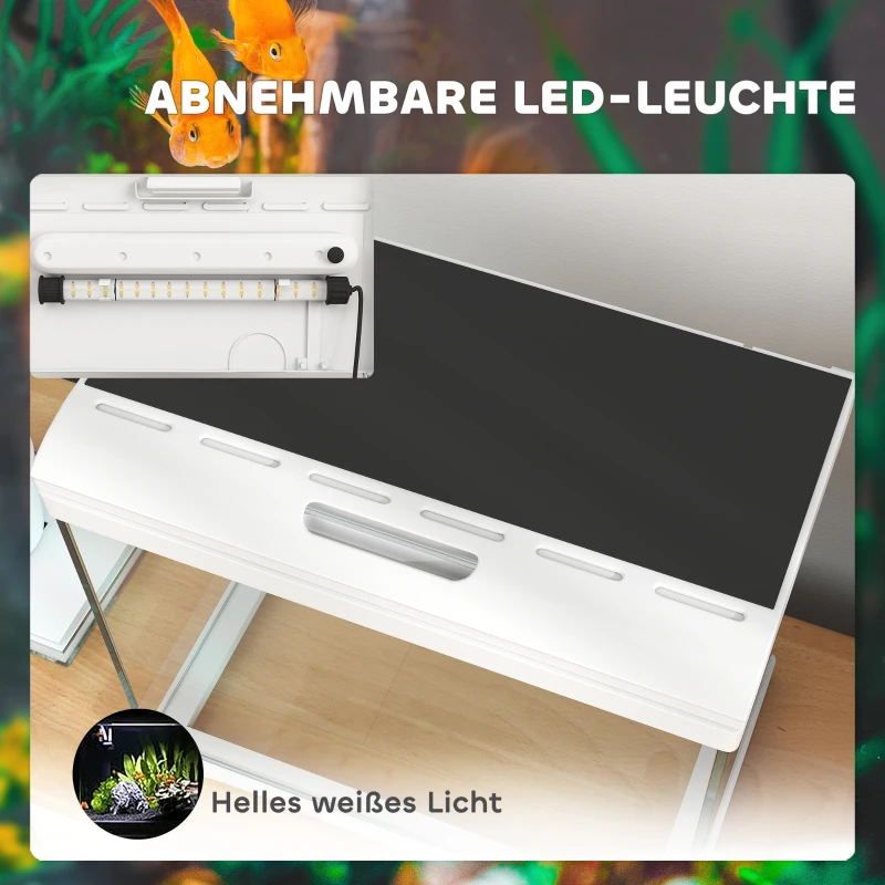 PawHut Aquarium, 17 L Tropenfischaquarium, leichte Pflege, klare Sicht, mit LED-Leuchten, 35L x 21B x 31H cm, Weiß+Schwarz