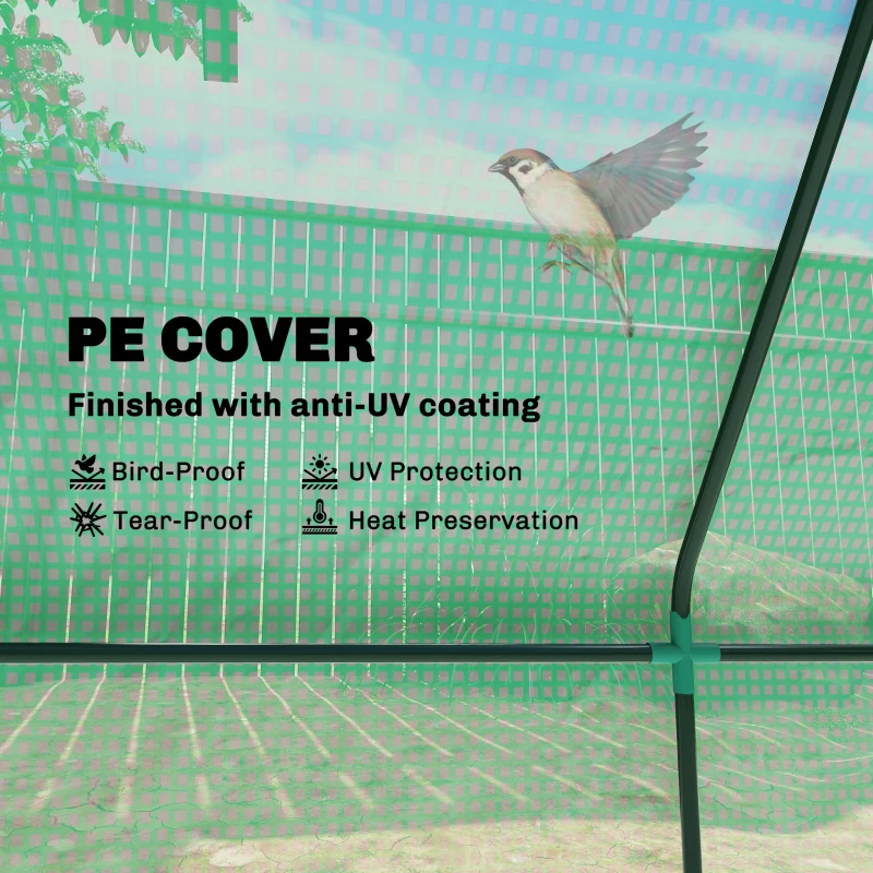 Outsunny Portable Small Polytunnel, Mini Greenhouse with Mesh Windows for Indoor and Outdoor, 240x90x90cm, Green