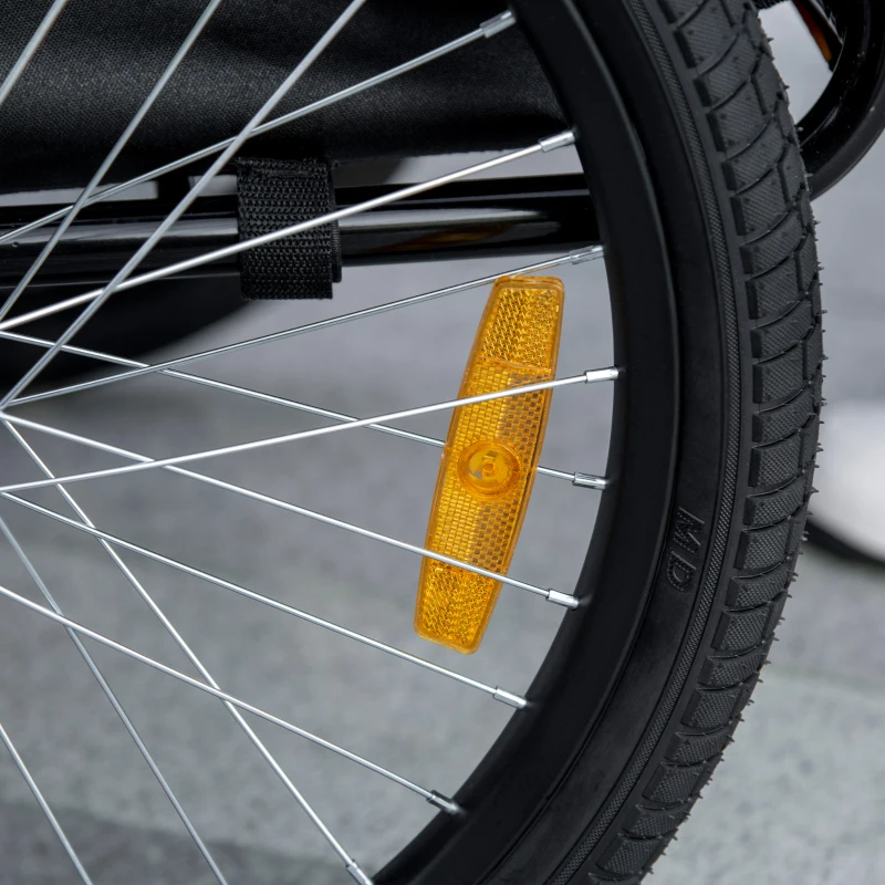 PawHut Rimorchio per bici per cani con finestre in rete, riflettori e bandierina di sicurezza 140 x 71 x 83 cm nero