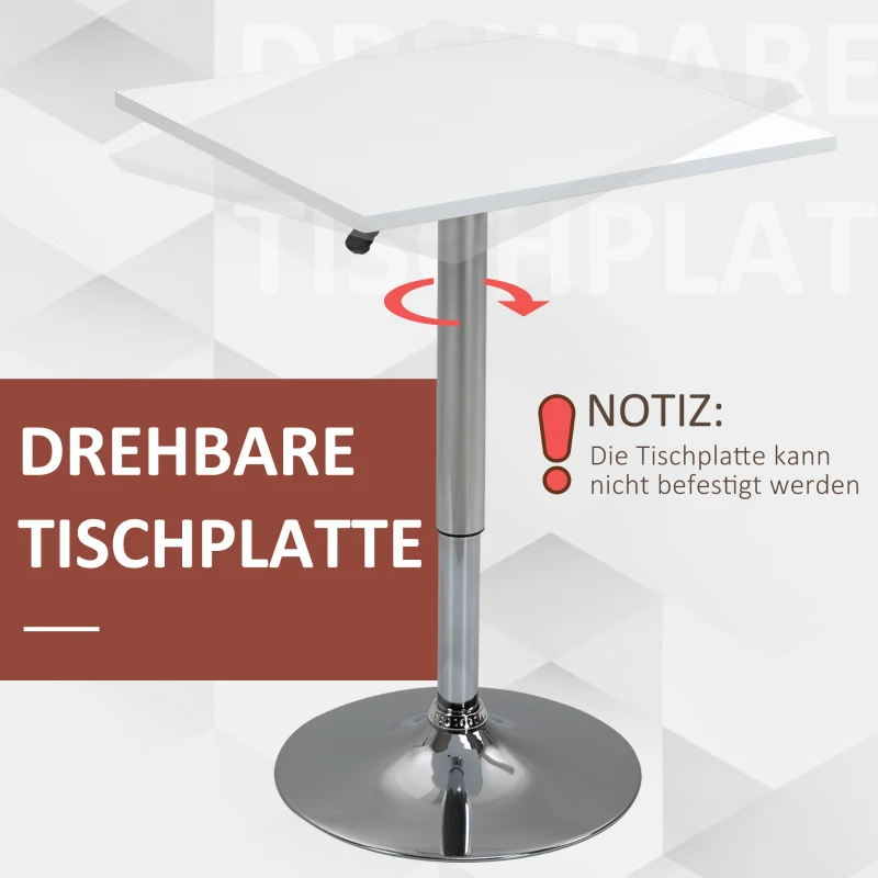 HOMCOM Höhenverstellbarer Bartisch, 360° drehbar, kratzfeste Füße, stabile Metallbasis, Weiß