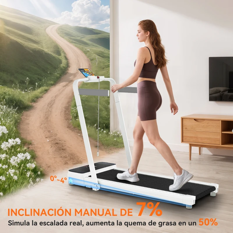 SPORTNOW Cinta de Correr Plegable Inclinado Debajo del Escritorio con 2.5HP 0-12 KM/H Pantalla LED Control Remoto y Soporte