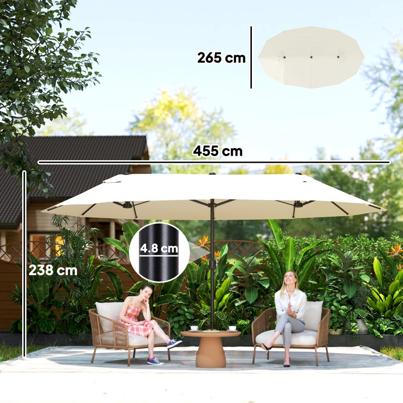 Outsunny 4.6m Double Garden Parasol - Beige