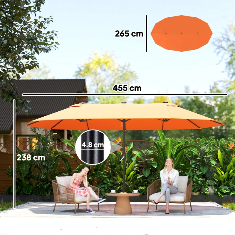 Outsunny 4.6m Double Garden Parasol - Orange