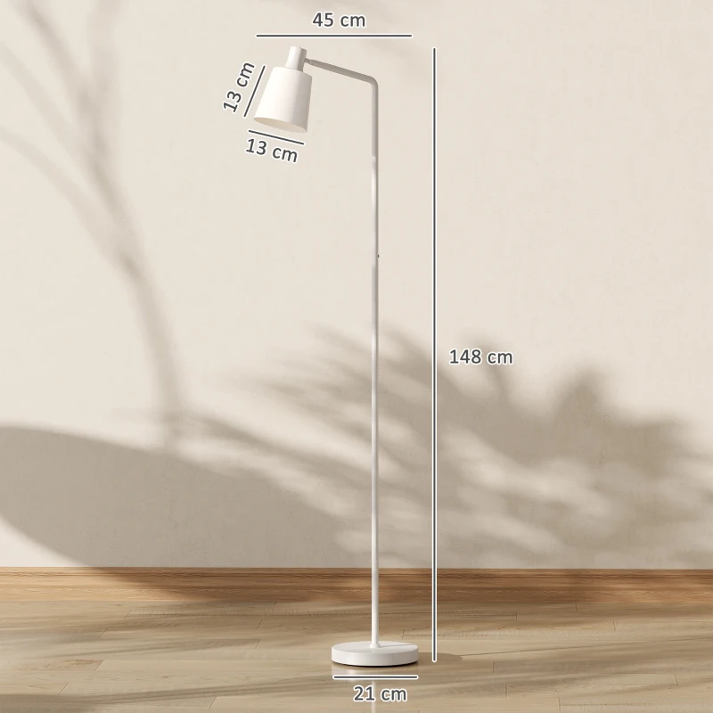 HOMCOM Dimmbare LED-Stehleuchte mit 3 Farbtemperaturen 3000K-6500K, drehbarer Schirm, E27-Glühbirne, Weiß