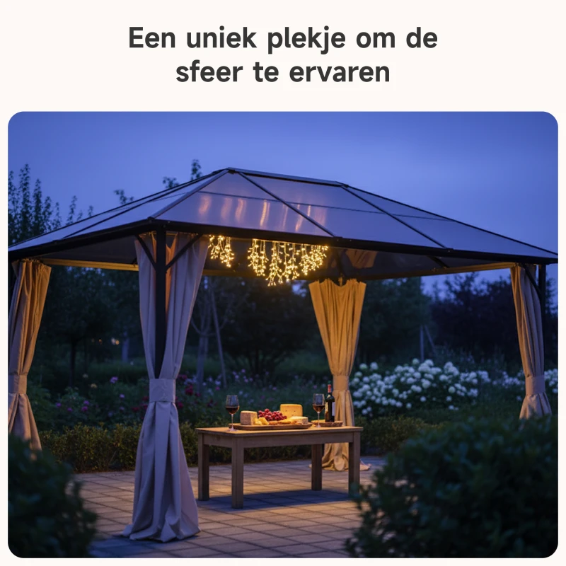 Outsunny Zijpanelen voor 3x3m Tuinhuisje, Polyester Privacy Panelen voor Tuinwoning Partytent, Beige