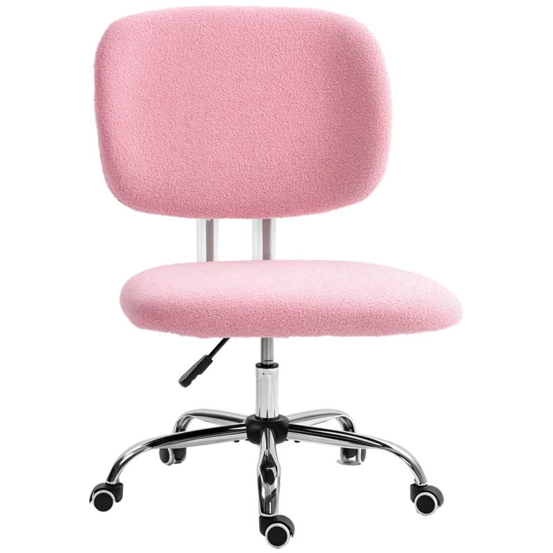 Vinsetto Teddy Fleece Armless Office Chair - Pink