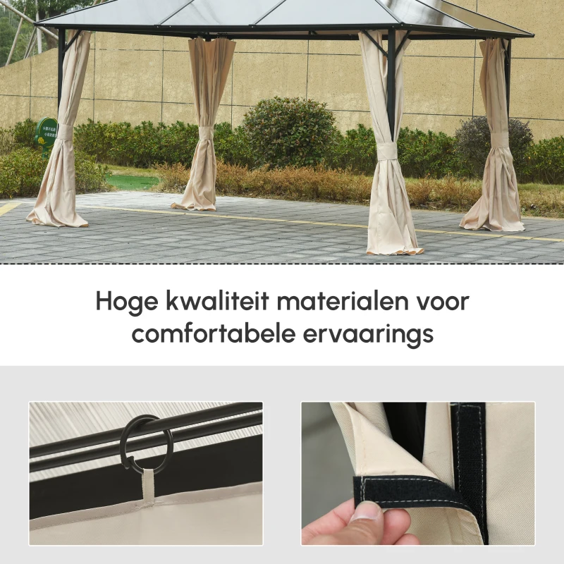 Outsunny Zijpanelen voor 3x3m Tuinhuisje, Polyester Privacy Panelen voor Tuinwoning Partytent, Beige