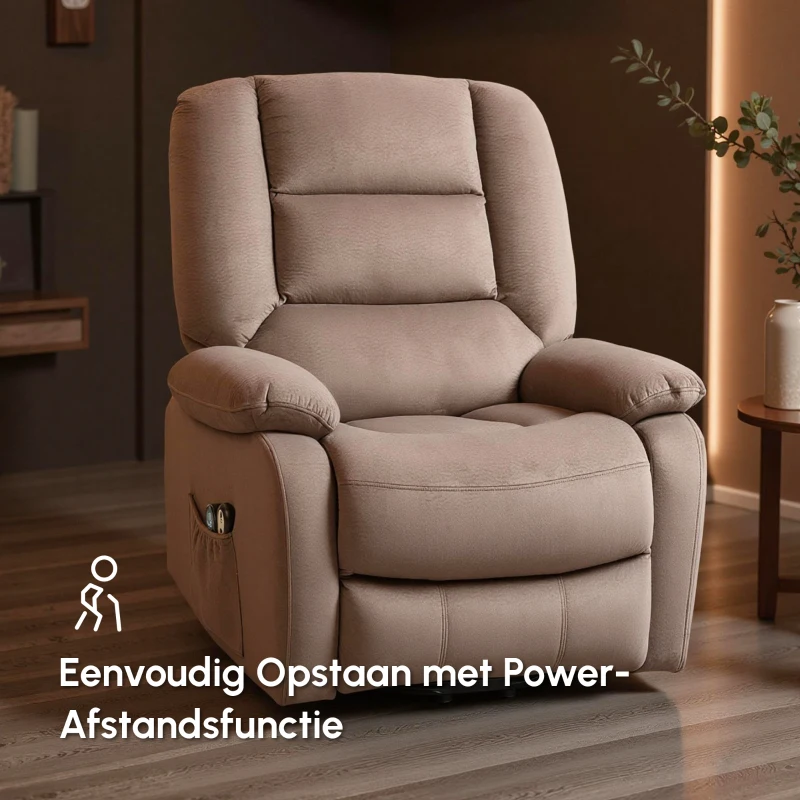 HOMCOM Elektrische Relaxstoel met Massagefunctie en Lendenwarmte, 90x93x110cm, Bruin(m-5)