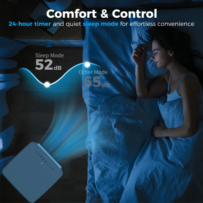 HOMCOM 7000 BTU Air Conditioning Unit, 3-in-1 Portable Air Conditioner, Dehumidifier, Cooling Fan with Remote Control, LED Display, 2 Speeds, 24H Timer, Window Venting Kit, 15m²