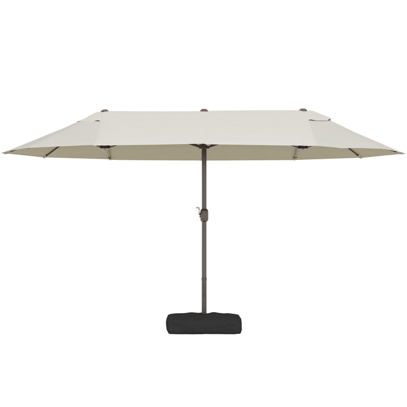 Outsunny dubbele parasol met paraplubak, crèmewit, 4,6 x 2,7 cm