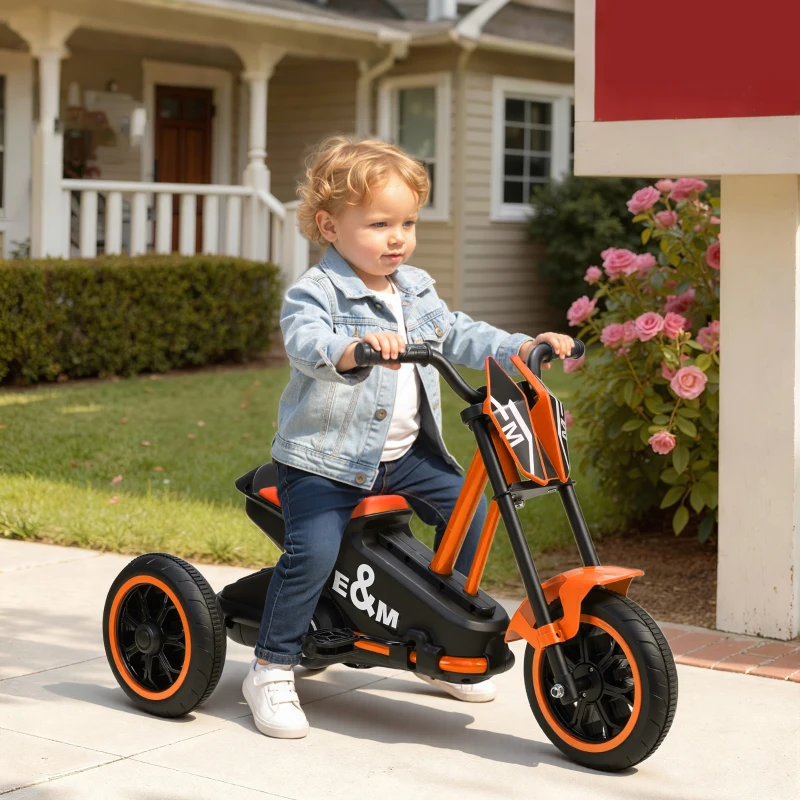 AIYAPLAY Triciclo, bicicleta infantil, correpasillos, bicicleta con pedales, correpasillos para niños 18-36 meses, acero, 79x44x47 cm, naranja