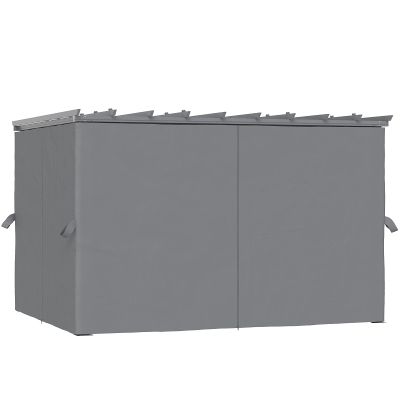 Outsunny 3.6 x 3(m) Outdoor Pergola with Retractable Roof and Curtains, Garden Gazebo Canopy Sun Shade Shelter with Aluminum Frame, Dark Grey