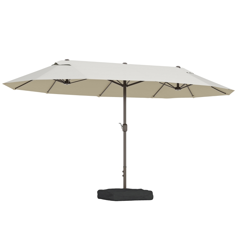 Outsunny dubbele parasol met paraplubak, crèmewit, 4,6 x 2,7 cm