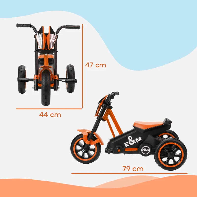 AIYAPLAY Triciclo, bicicleta infantil, correpasillos, bicicleta con pedales, correpasillos para niños 18-36 meses, acero, 79x44x47 cm, naranja