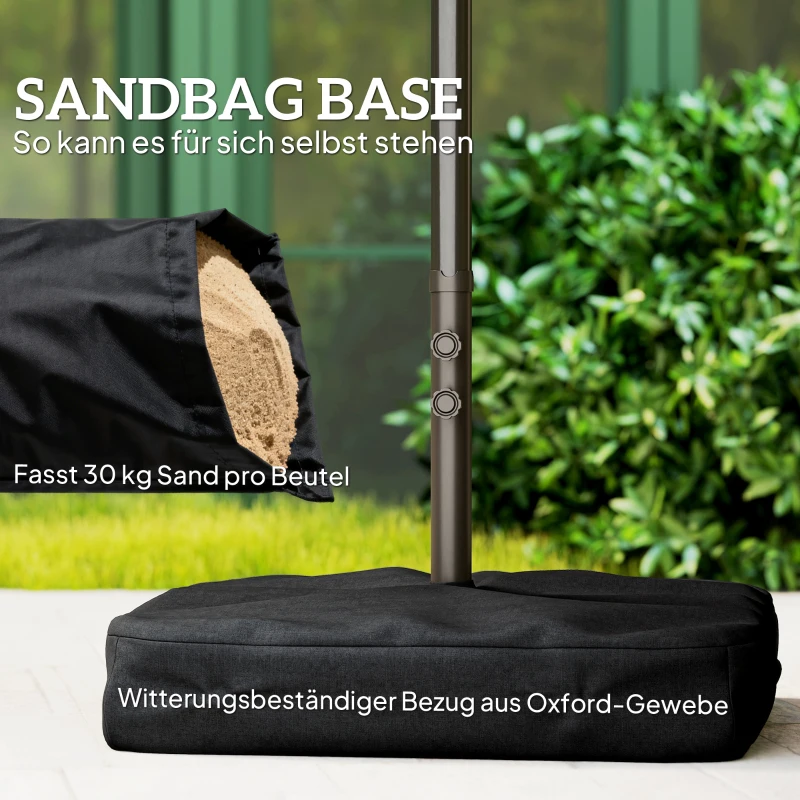 Outsunny dubbele parasol met paraplubak, crèmewit, 4,6 x 2,7 cm