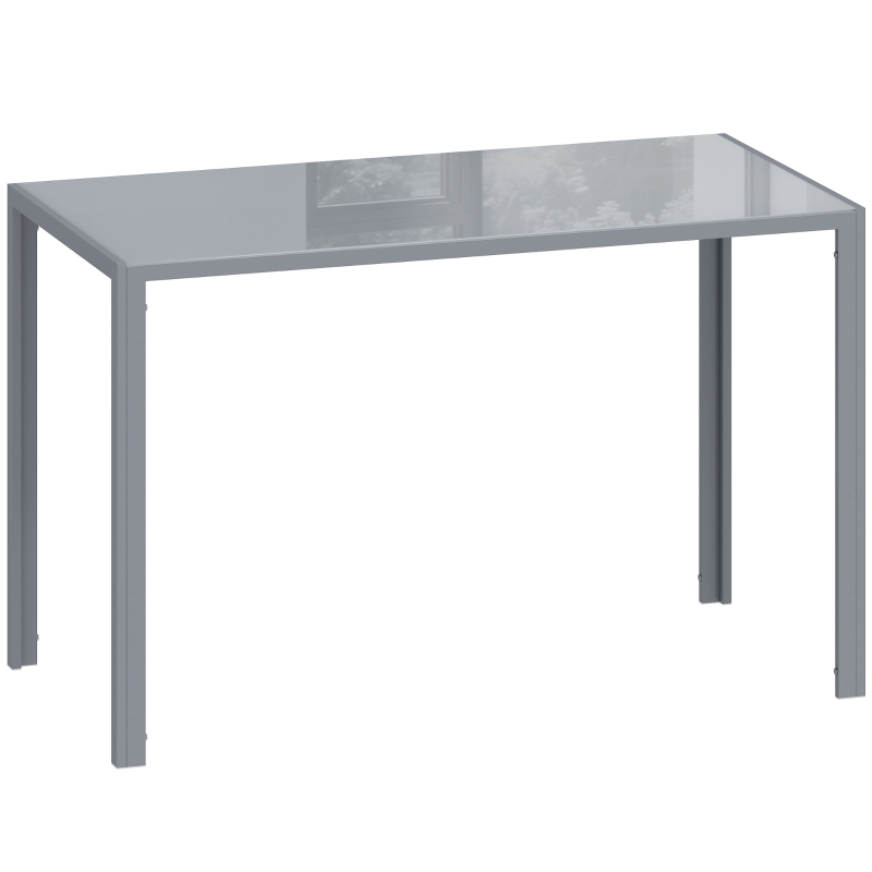 HOMCOM Mesa de Cocina de Cristal para 4-6 Personas con Patas de Metal Multifuncional para Cocina Salón 120x60x75 cm Gris