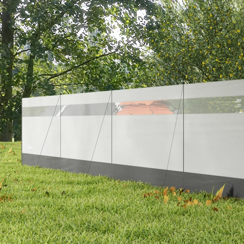 Outsunny Paravan brise-vent de camping portabil pliabil cu sac de transport și stâlpi din oțel dim. 725 cm x 140 cm gri deschis