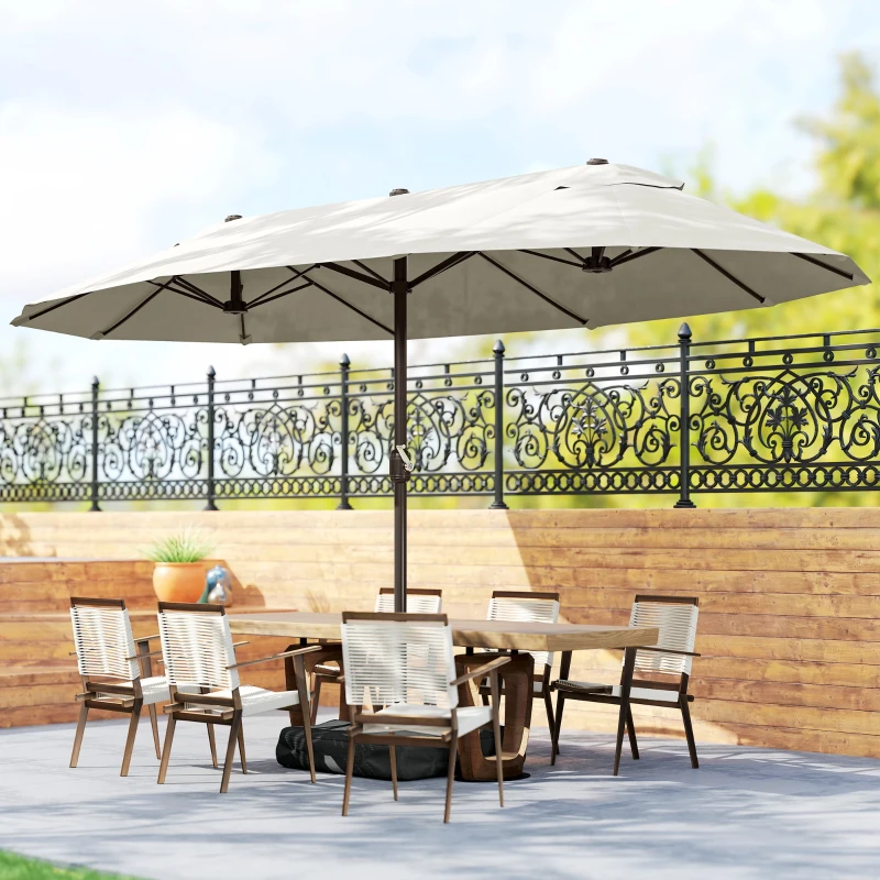 Outsunny dubbele parasol met paraplubak, crèmewit, 4,6 x 2,7 cm