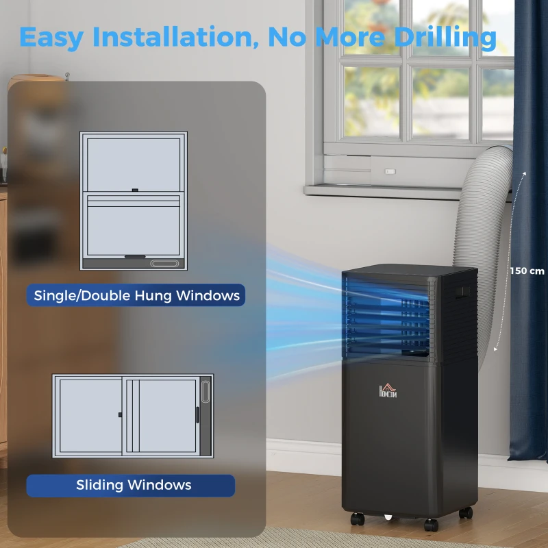 HOMCOM 5000 BTU 4-In-1 Portable Air Conditioner Unit Cooling Dehumidifying Ventilating  for Room up to 18m², with Fan, Remote, 24H Timer, Window Mount Kit, R290, A Energy Efficiency
