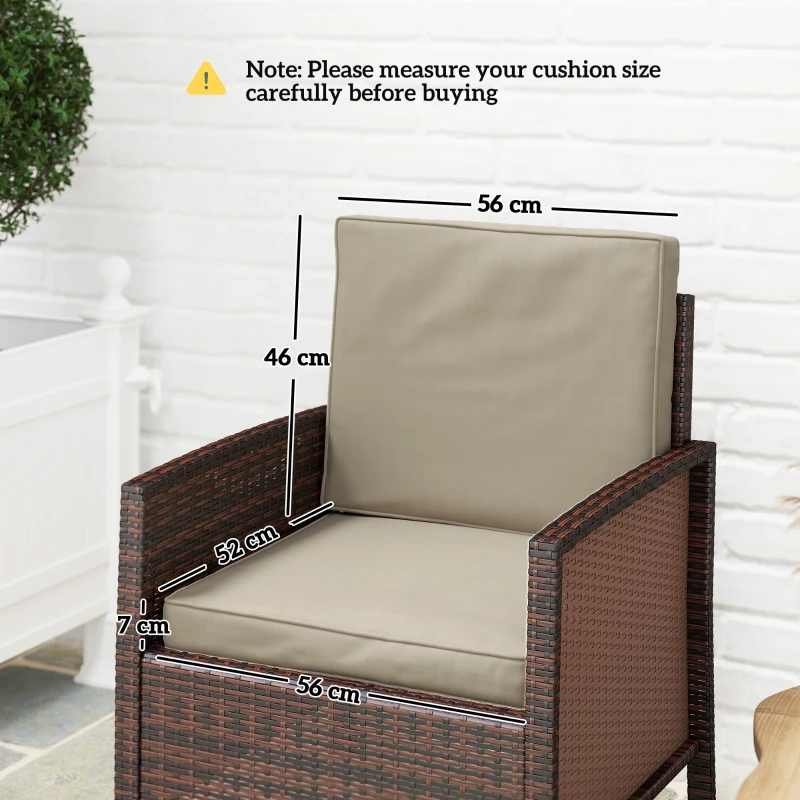 Outsunny Set de 2 perne pentru scaun perne de șezut cu huse detașabile perne matlasate umplutură din spumă poliester kaki