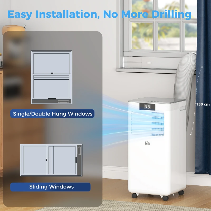 HOMCOM 7000 BTU Air Conditioning Unit, 3-in-1 Portable Air Conditioner, Dehumidifier, Cooling Fan with Remote Control, LED Display, 2 Speeds, 24H Timer, Window Venting Kit, 15m²