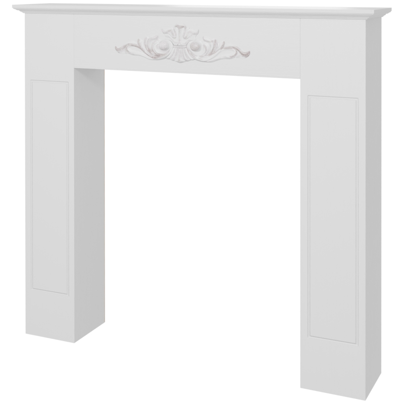 HOMCOM Mantou pentru șemineu cadru decorativ pentru șemineu electric 101 x 19 x 100 cm lemn alb