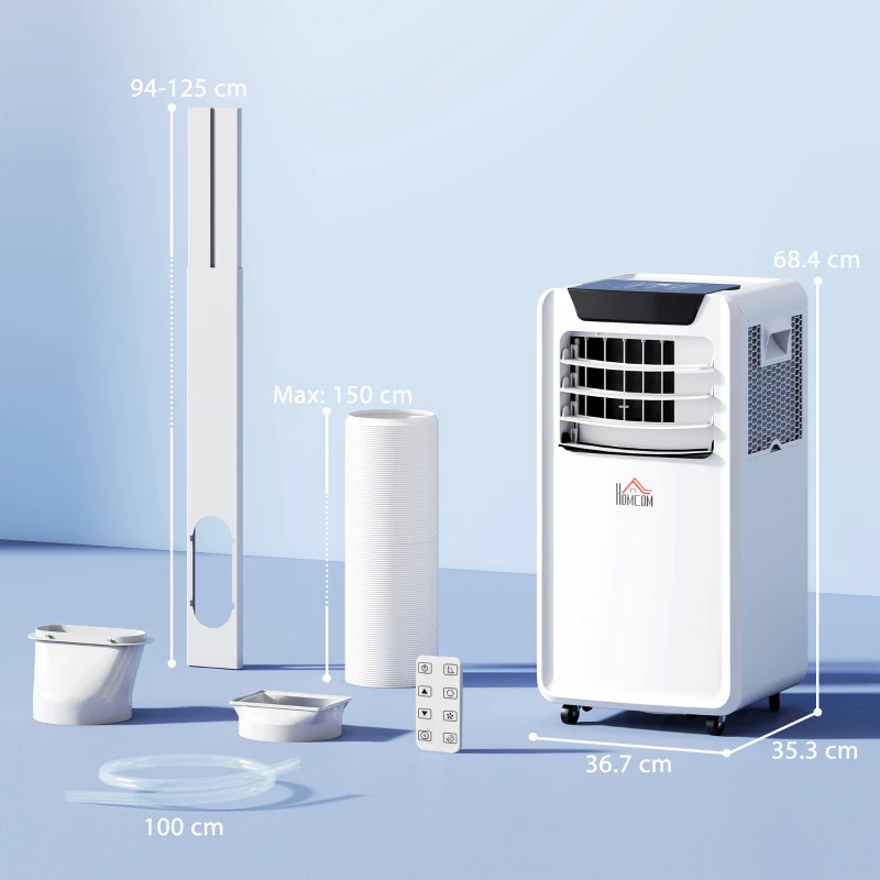 HOMCOM 10000 BTU Air Conditioning Unit, 3-in-1 Portable Air Conditioner, Dehumidifier, Cooling Fan with Remote Control, LED Display, 2 Speeds, 24H Timer, Window Venting Kit, 30m²