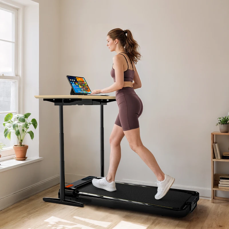 SPORTNOW Bandă de mers 2 în 1, bandă de alergare pliabilă Înclinare de 4%, 6 KM/H, motor 2,0 CP, telecomandă 109x48x100cm negru