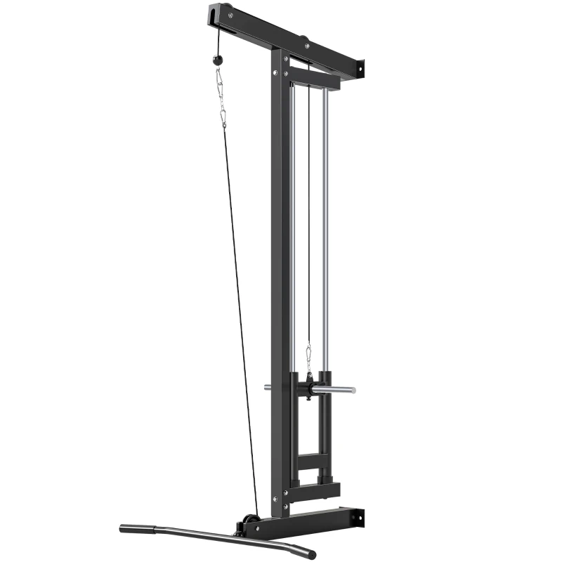SPORTNOW Rudermaschine für Training, wandmontiertes Fitnessgerät, Kabelmaschine für Heimfitnessstudio, Stahl, Schwarz