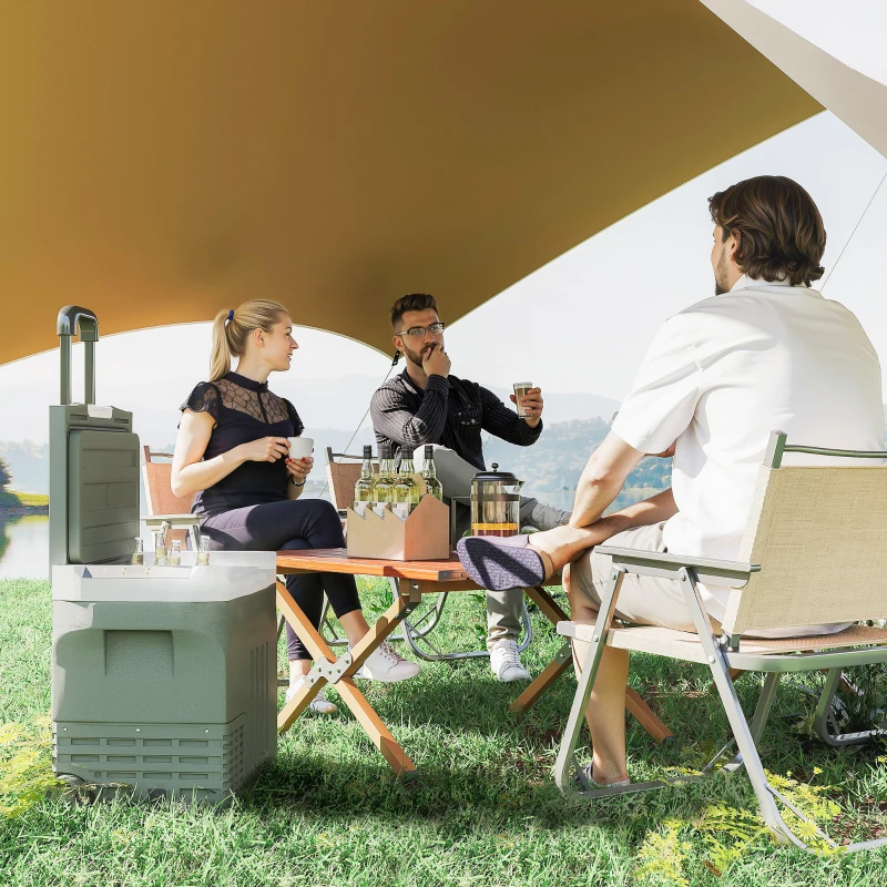 Outsunny Ladă frigorifică electrică portabilă 40 L frigider portabil pentru mașină moduri ECO/MAX mâner telescopic 61x39x49,5cm gri