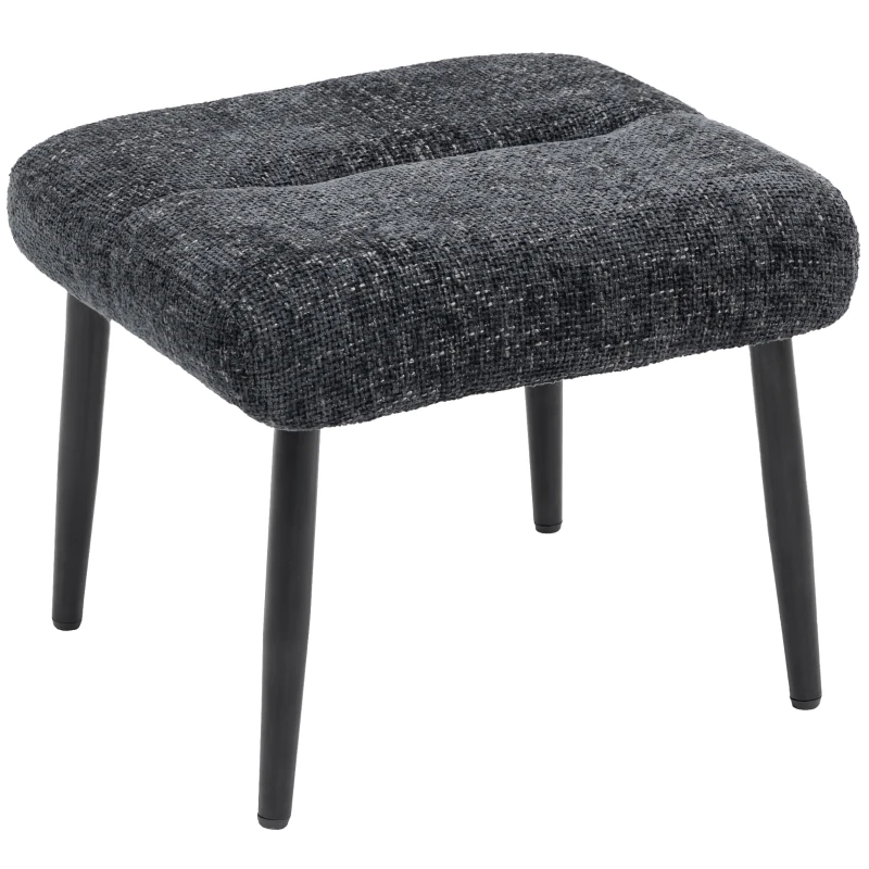 HOMCOM Taburete con cojín suave, patas de acero, reposapiés con tela chenilla, 45 x 41 x 38 cm, gris oscuro