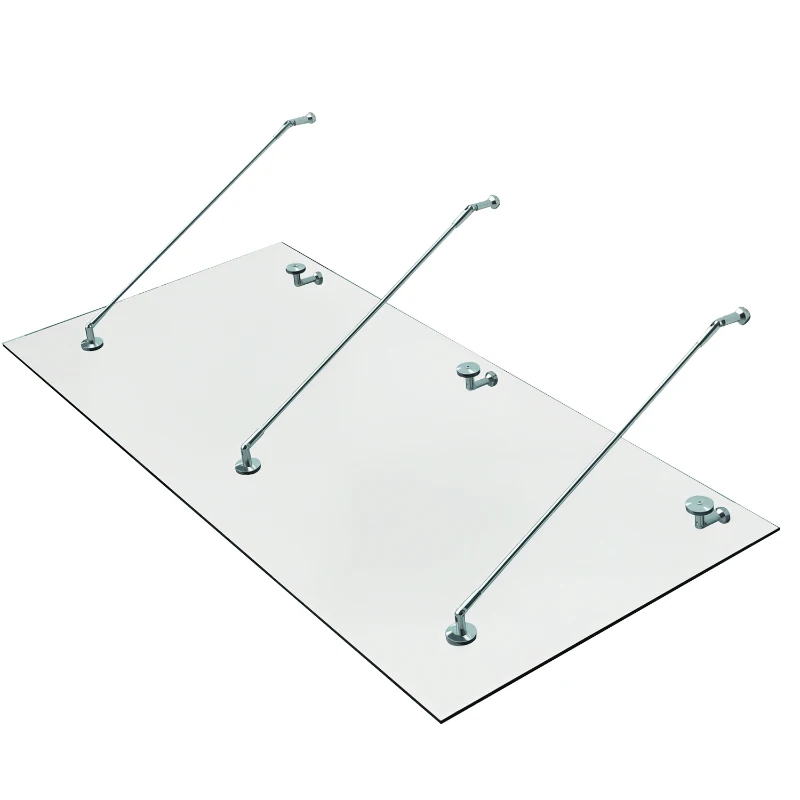 HOMCOM Copertină din sticlă pentru ușă, sticlă călită (ESG), oțel inoxidabil, sticlă transparentă 200x90cm