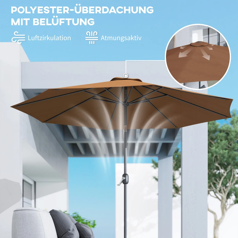 Outsunny Parasol knikscherm tuinscherm strandscherm met stalen handslinger Ø 3 m