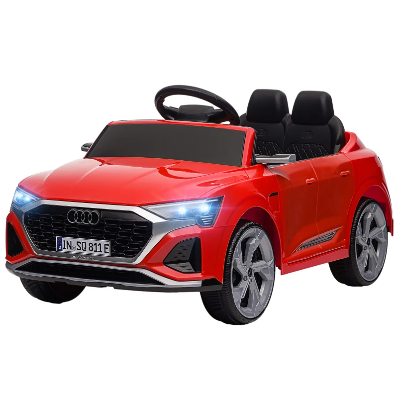 AIYAPLAY Elektro-Kinderauto, 12V Audi Q8, 3-5 km/h, Fernsteuerung, Scheinwerfer, Musik, Rot