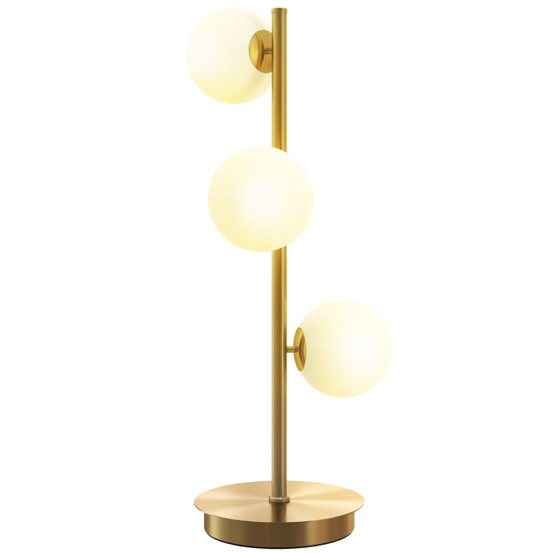 HOMCOM Lampe de chevet avec 3 abat-jours globe, lampe de table moderne avec base en acier et douilles G9, 53H cm, ton laiton